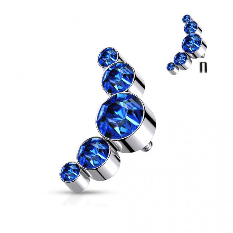 Five Crystal Arc Internally Threaded Labret Dark Blue