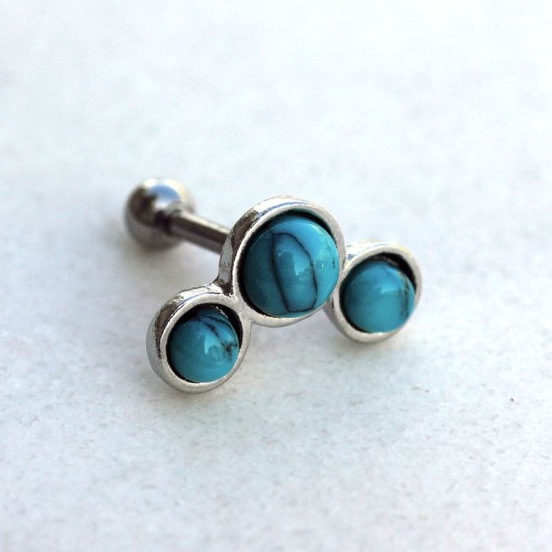 Triple Turquoise Barbell 