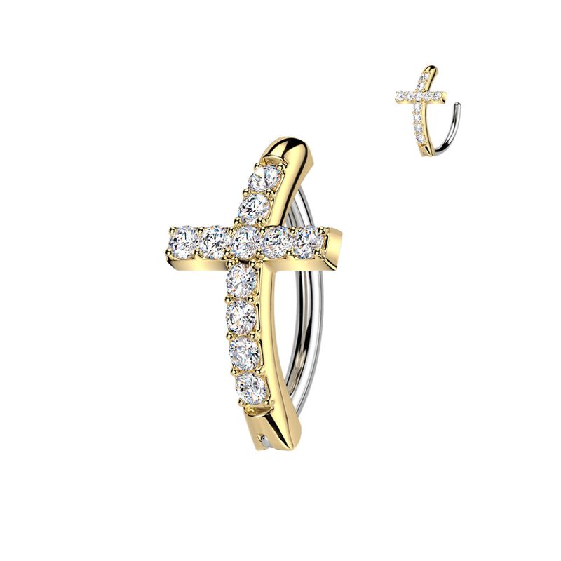 Sylvia Cross Belly Ring Gold