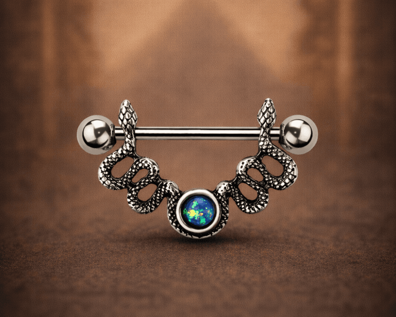 Snake Opal Nipple Bar 