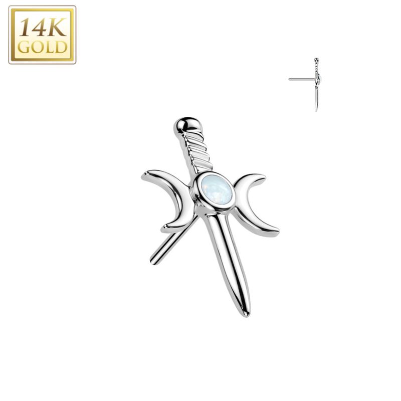 Moon Dagger Push-fit Opal 14K White Gold