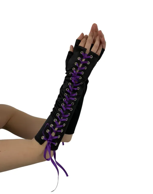 Lace Up Gloves Purple