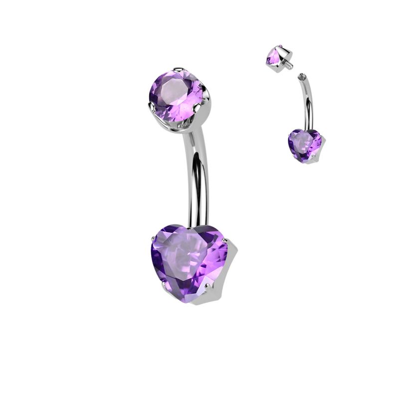 Hanas Heart Belly Ring Amethyst Purple