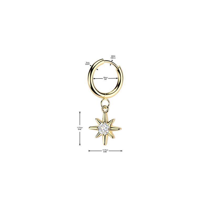 Hoop Earring Sunburst Gold Clear